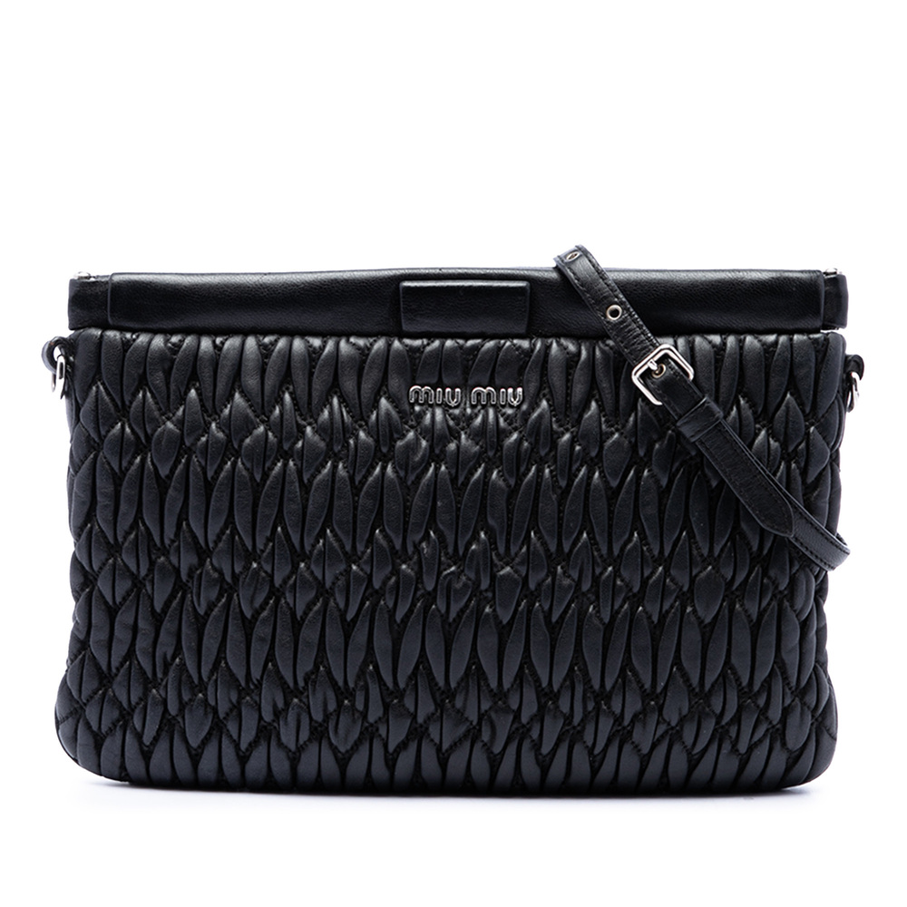 Pre-Loved Miu Miu Matelasse Nappa Frame Clutch with Strap